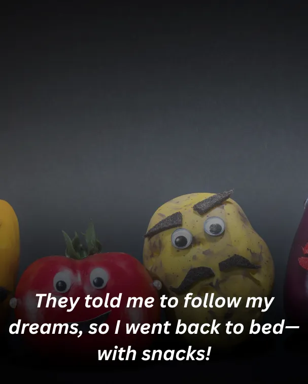 They told me to follow my dreams, so I went back to bed—with snacks!