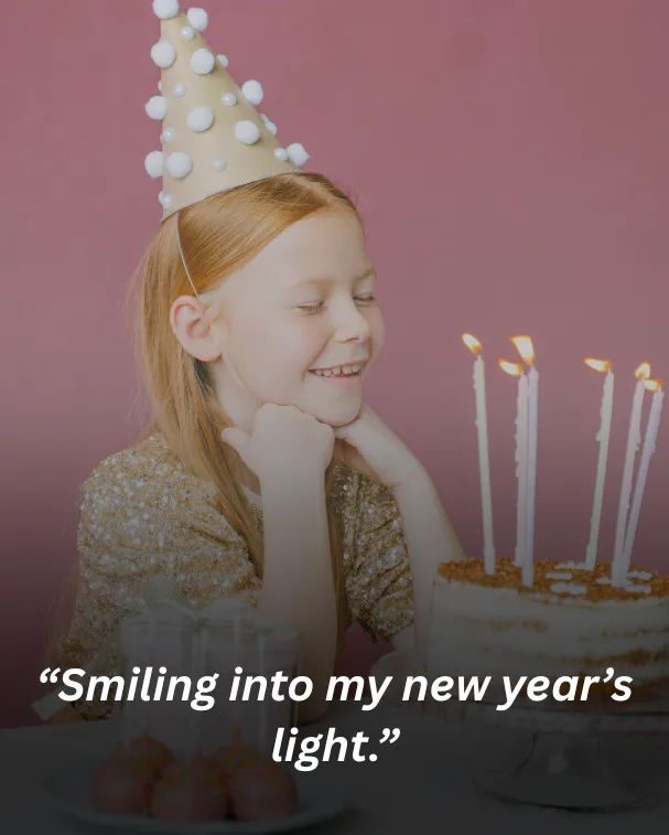 “Smiling into my new year’s light.”